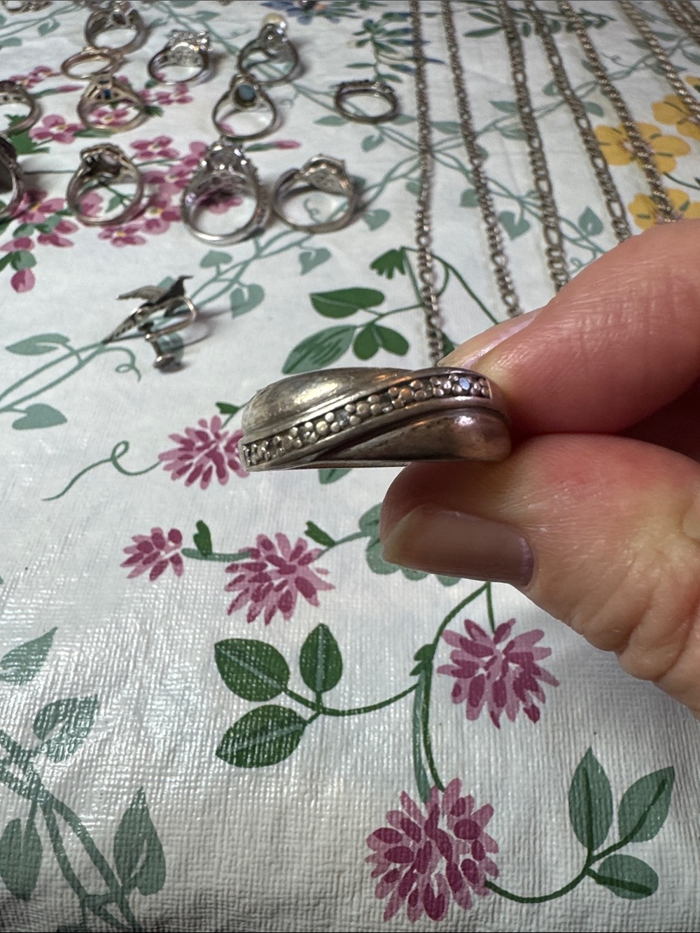 Sterling Silver Textured Band Ring - Silver